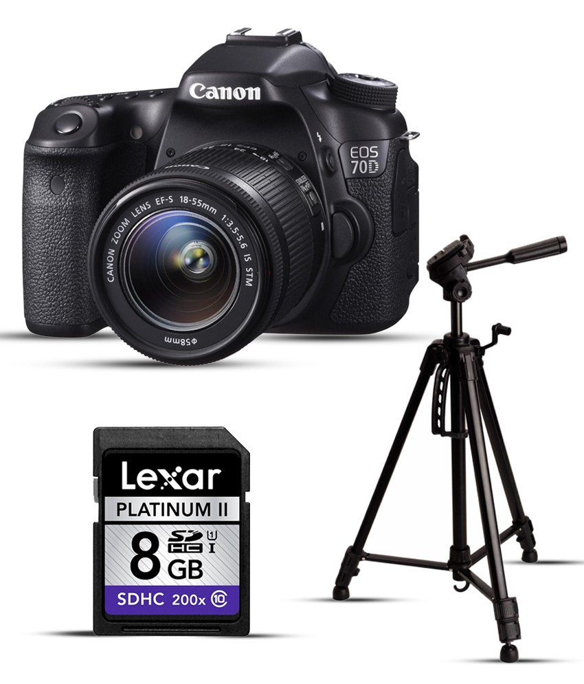 Canon 70D Combo with (18-55mm Lens + Tripod + Extra Memory Card 8GB)
